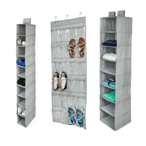 3-Piece Closet Organization Kit, Light Grey