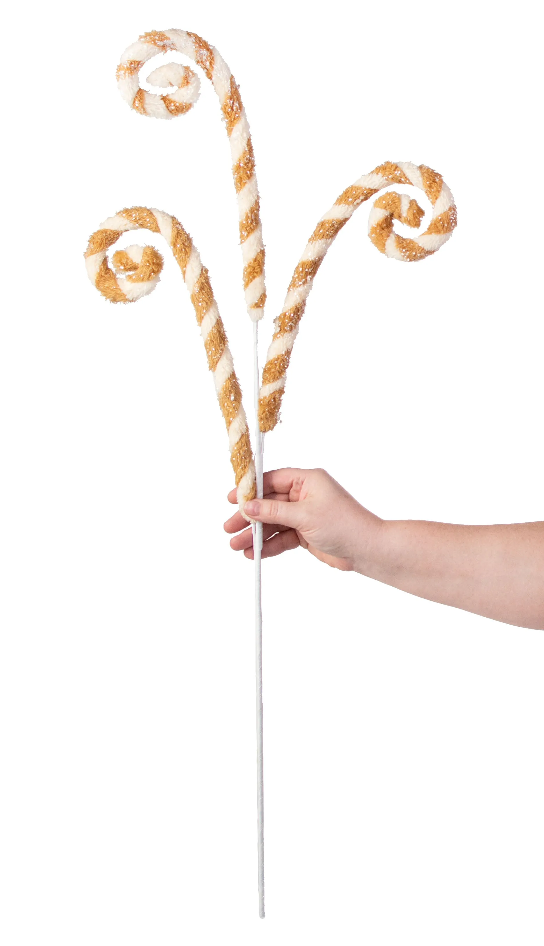 32" Faux Fur Spiral Curly Spray: Cream & Brown