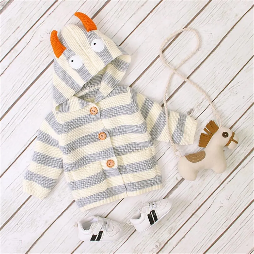 Baby Striped Button Knitted Pocket Cardigan Sweaters