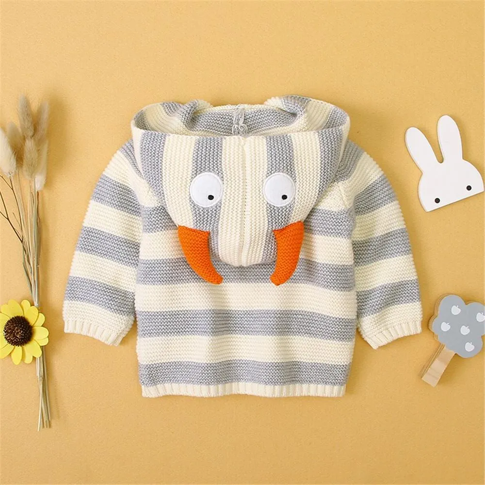 Baby Striped Button Knitted Pocket Cardigan Sweaters