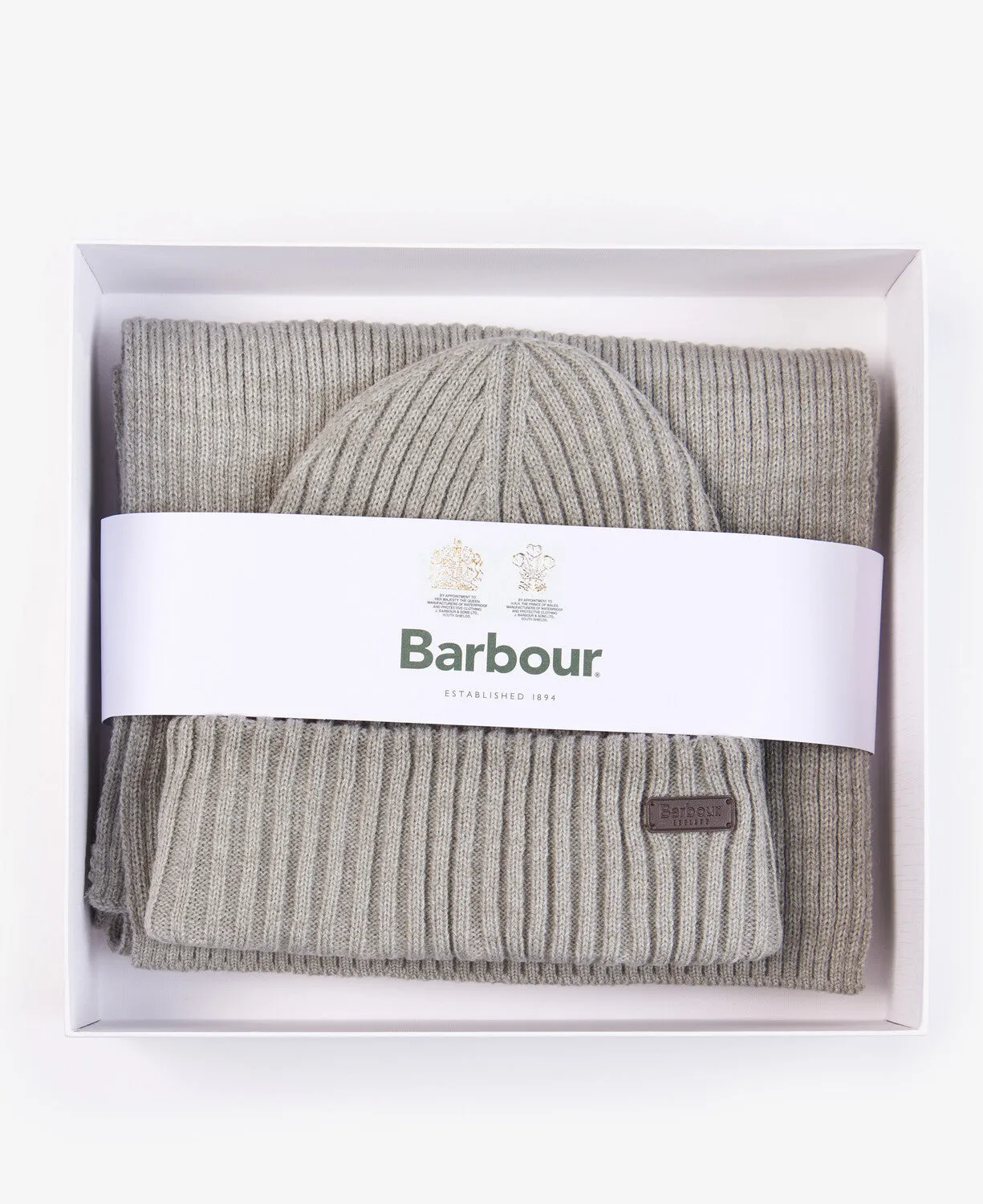 Barbour Crimdon Beanie & Scarf Gift Set - Grey