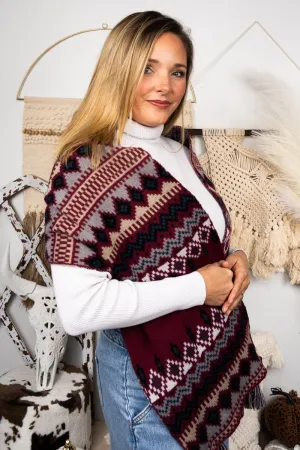 Be Clever Maricopa Mesa Long Scarf, Burgundy