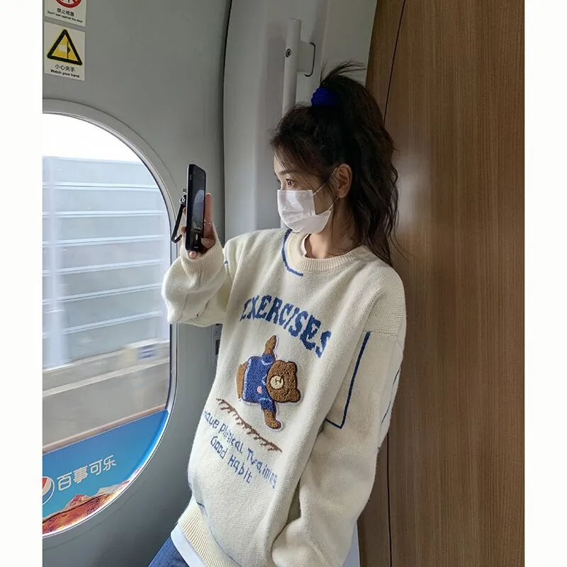 Bear Loose Knit Women Sweater Wholesale Clothing Suppliers