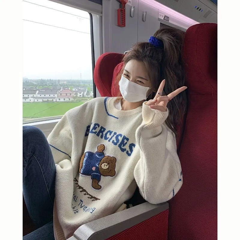 Bear Loose Knit Women Sweater Wholesale Clothing Suppliers