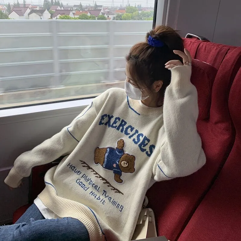 Bear Loose Knit Women Sweater Wholesale Clothing Suppliers
