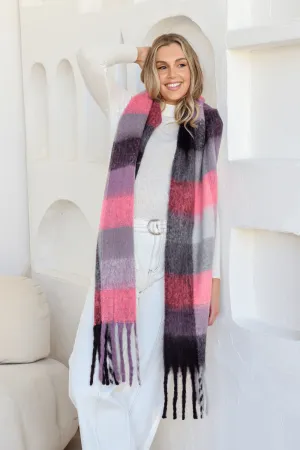 Billi Snuggly Scarf - Pink / Lilac Check