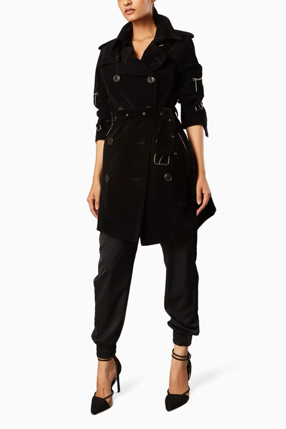 Black Lycra Satin Joggers