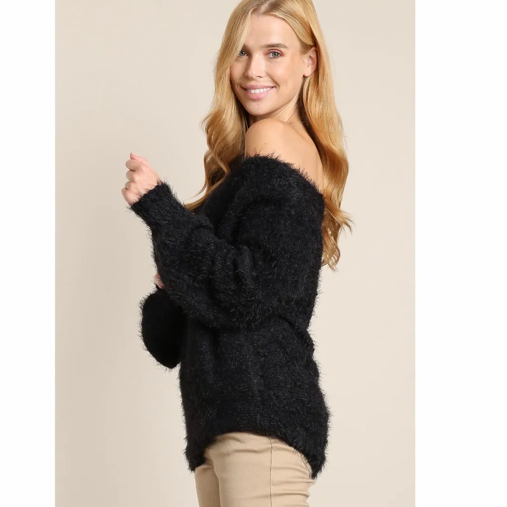 Black Multi-way Soft Sweater Pullover