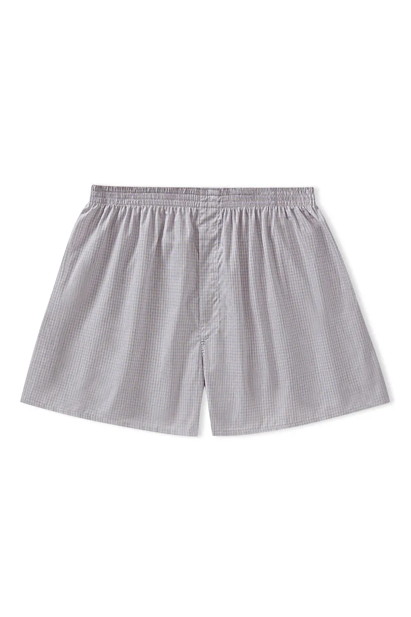 Blue & Yellow Check Cotton Boxer Shorts