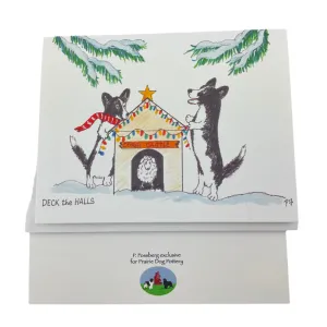 Cardigan Welsh Corgis "Deck the Halls" Notecard