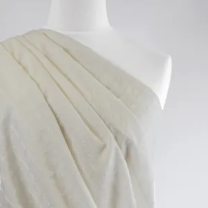 Carolina - Light Cream, Geometric Embroidered Cotton Woven Fabric