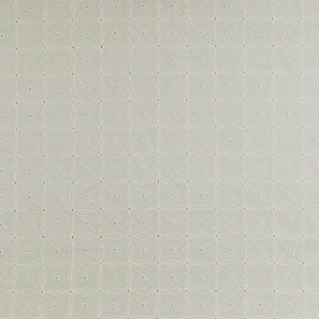 Carolina - Light Cream, Geometric Embroidered Cotton Woven Fabric