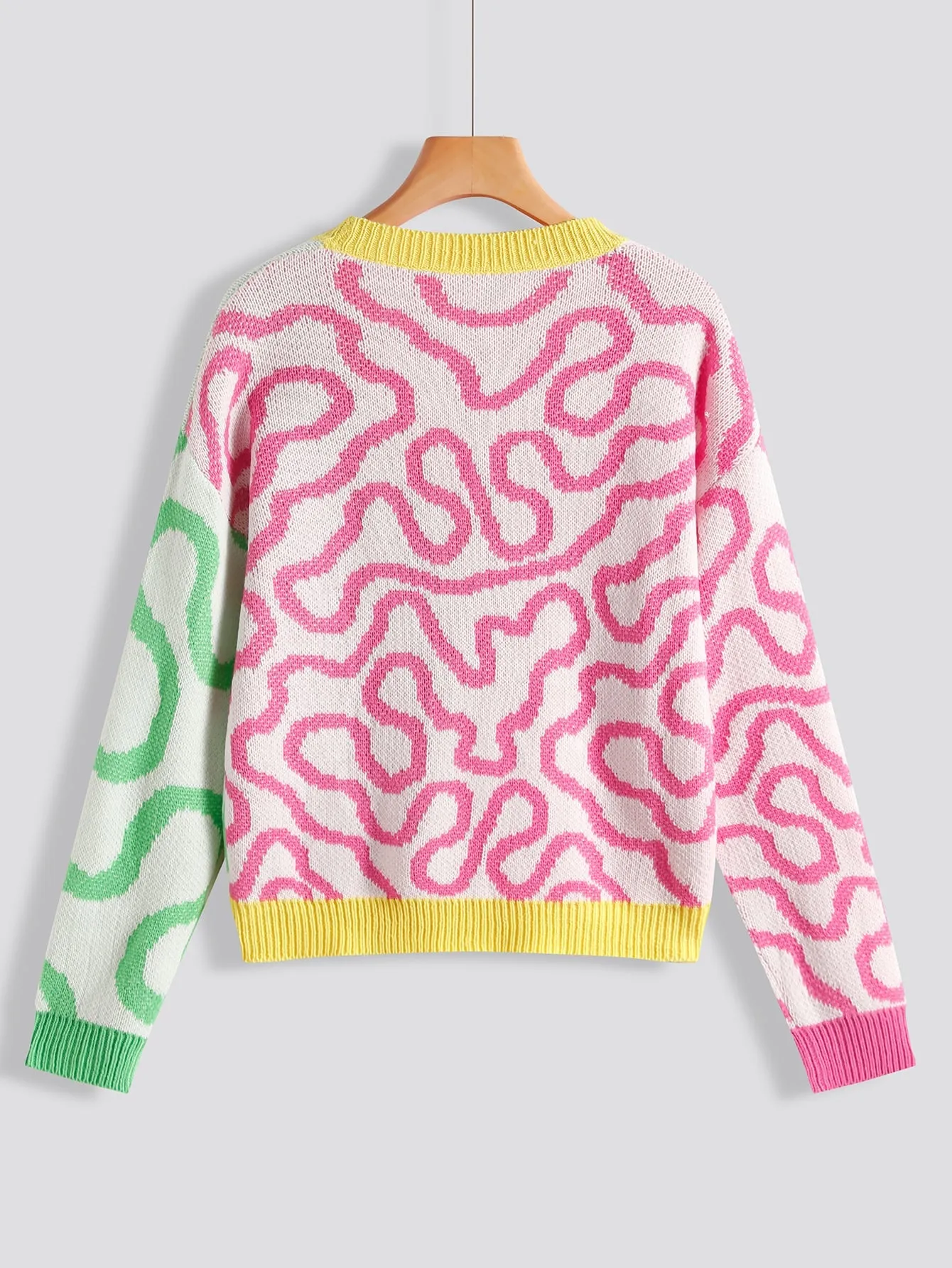 Casual All Over Print Button Front Long Sleeve V Neck Regular Women Cardigan