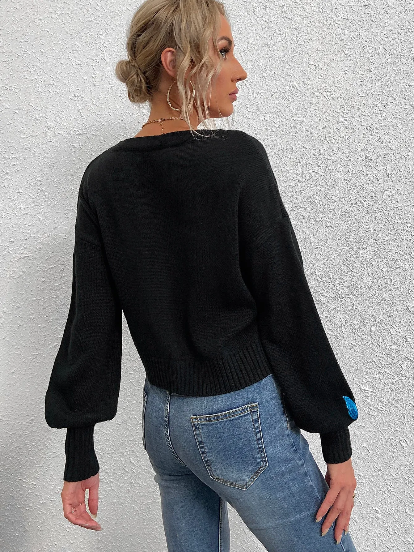Casual Animal Button Front Long Sleeve Deep V Neck Regular Women Cardigan