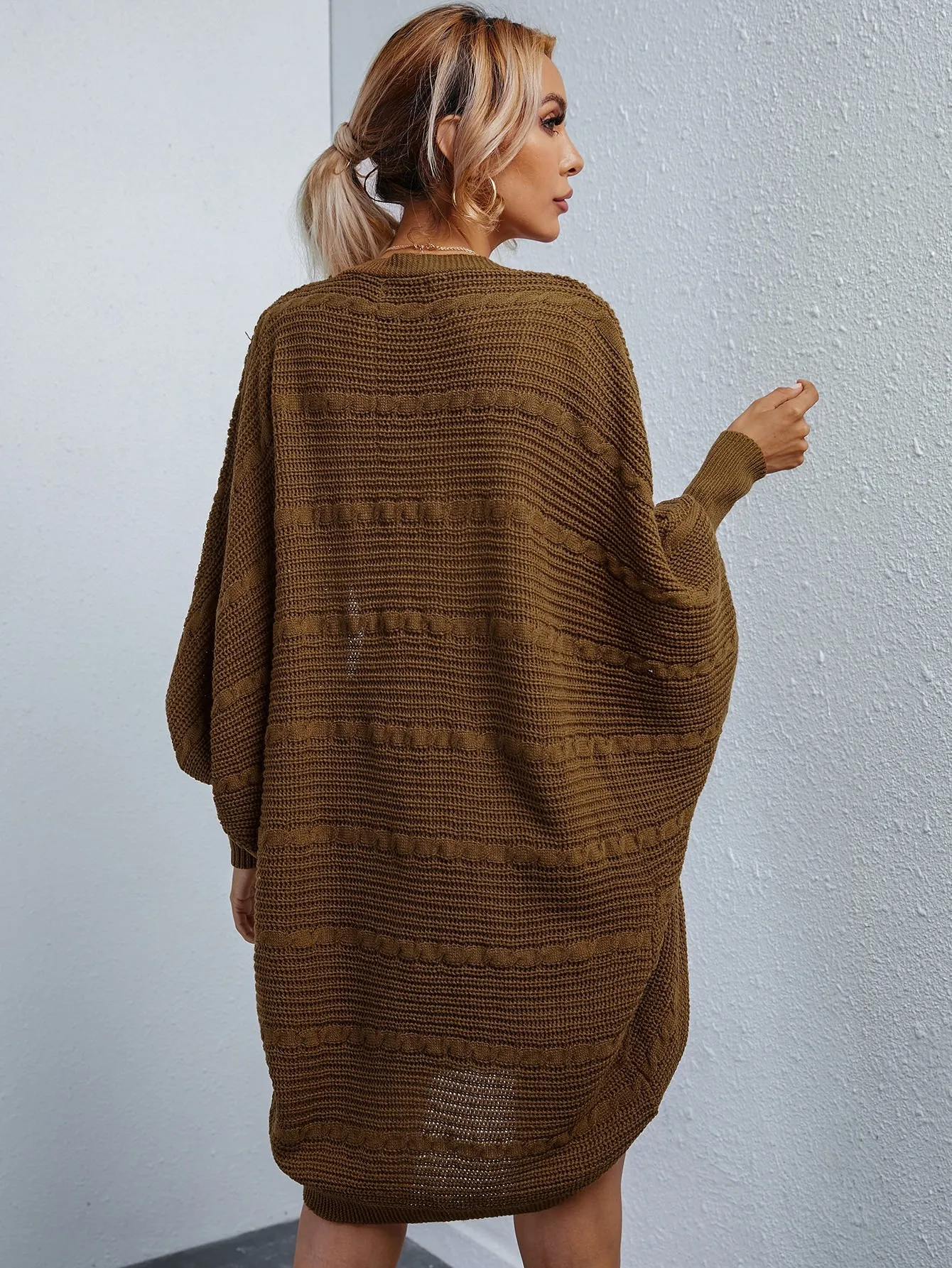 Casual Plain Long Sleeve Asymmetrical Short Women Cardigan