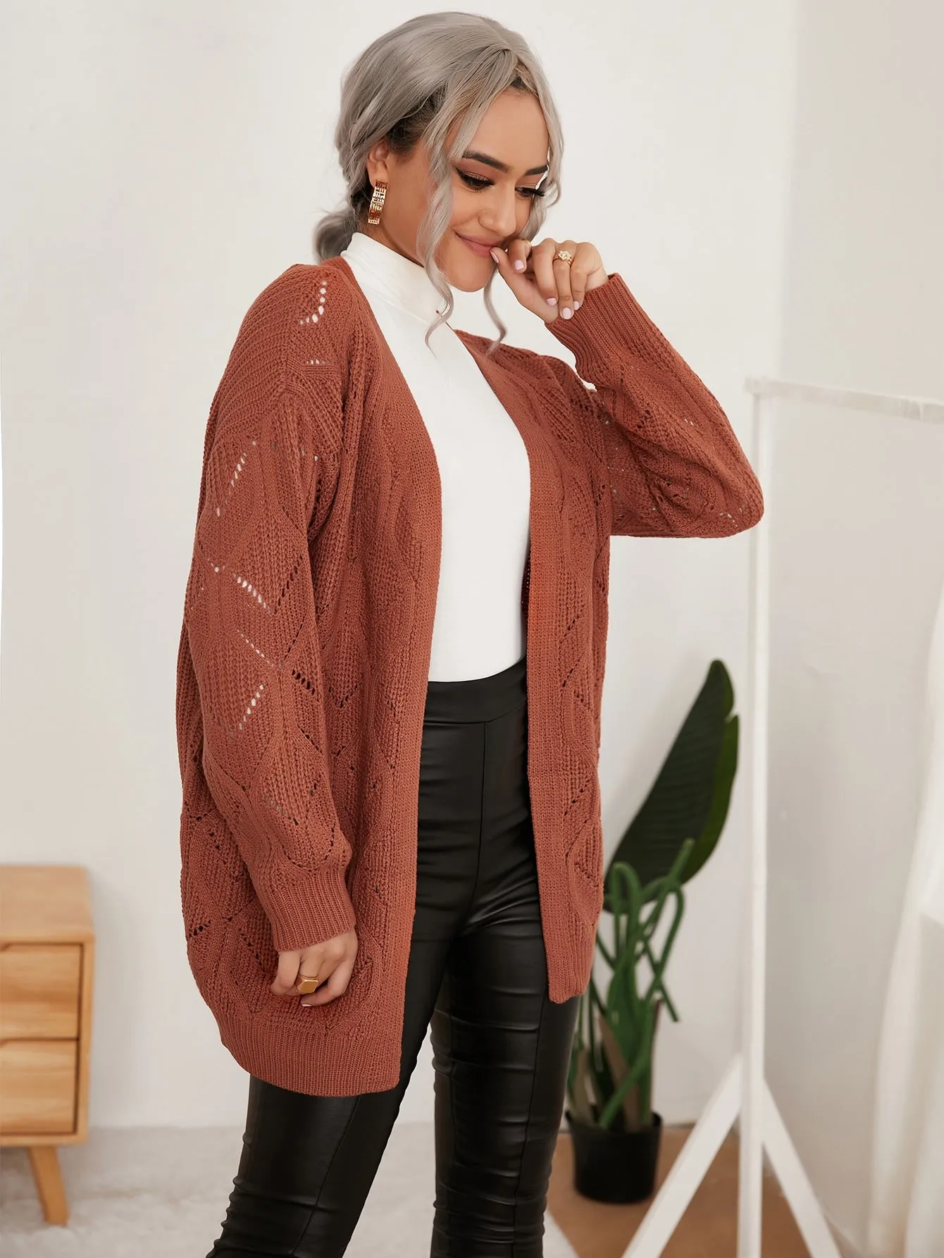 Casual Plain Long Sleeve V Neck Short Women Cardigan