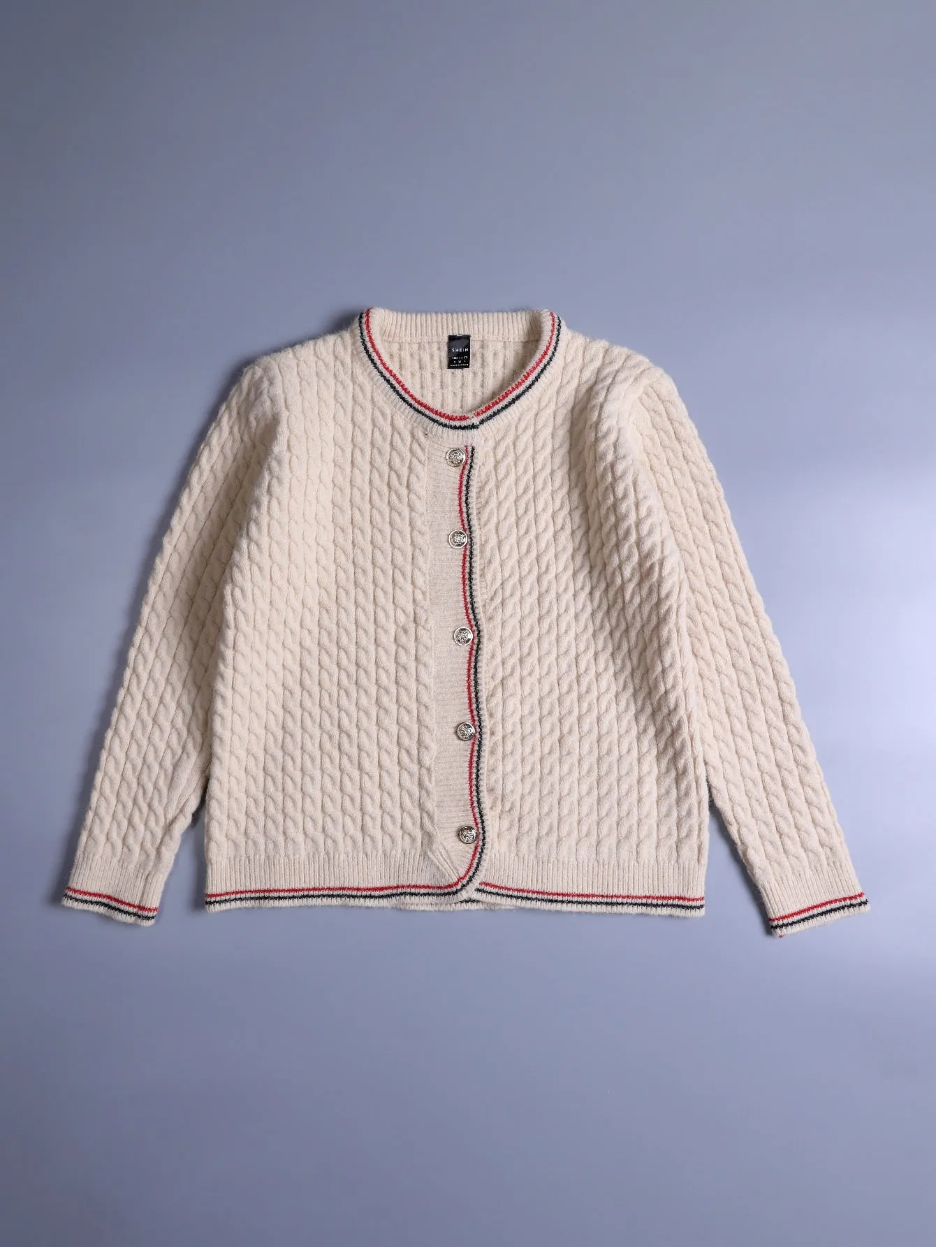 Casual Striped Button Front Long Sleeve Round Neck Regular Women Cardigan