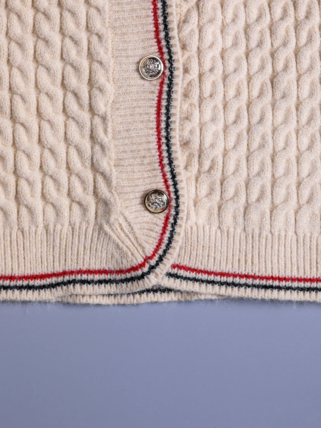 Casual Striped Button Front Long Sleeve Round Neck Regular Women Cardigan