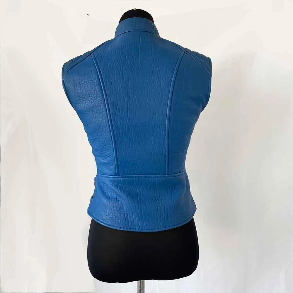 Celine Blue Leather Vest Jacket