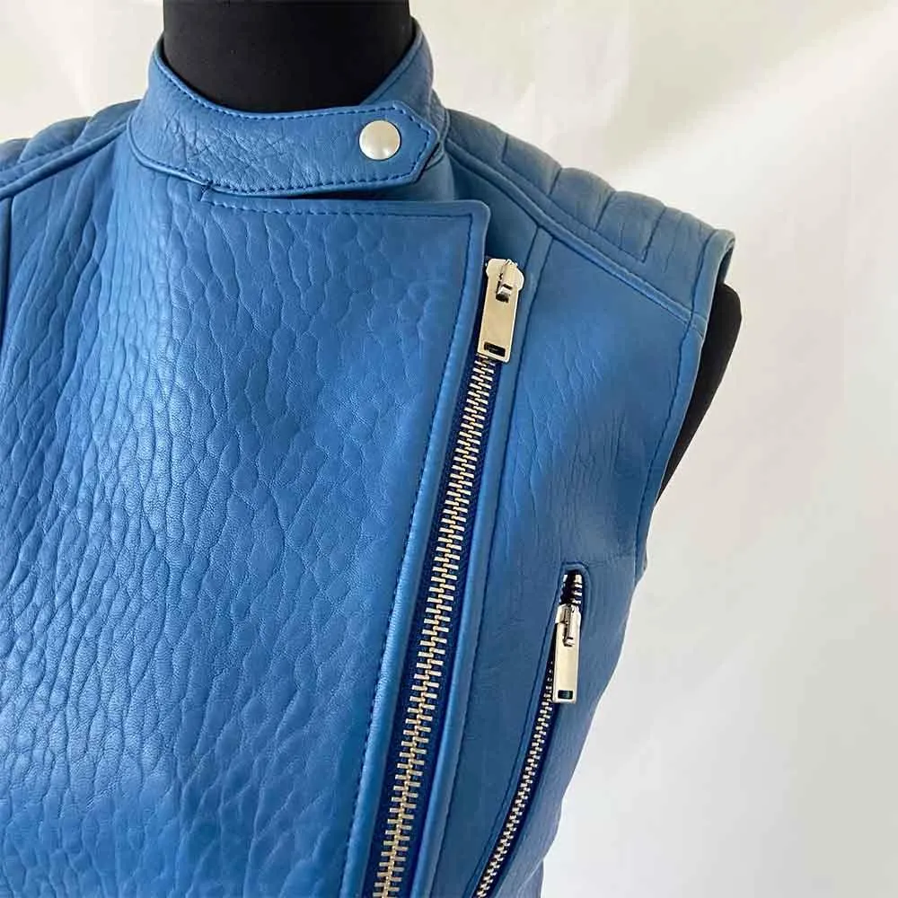 Celine Blue Leather Vest Jacket