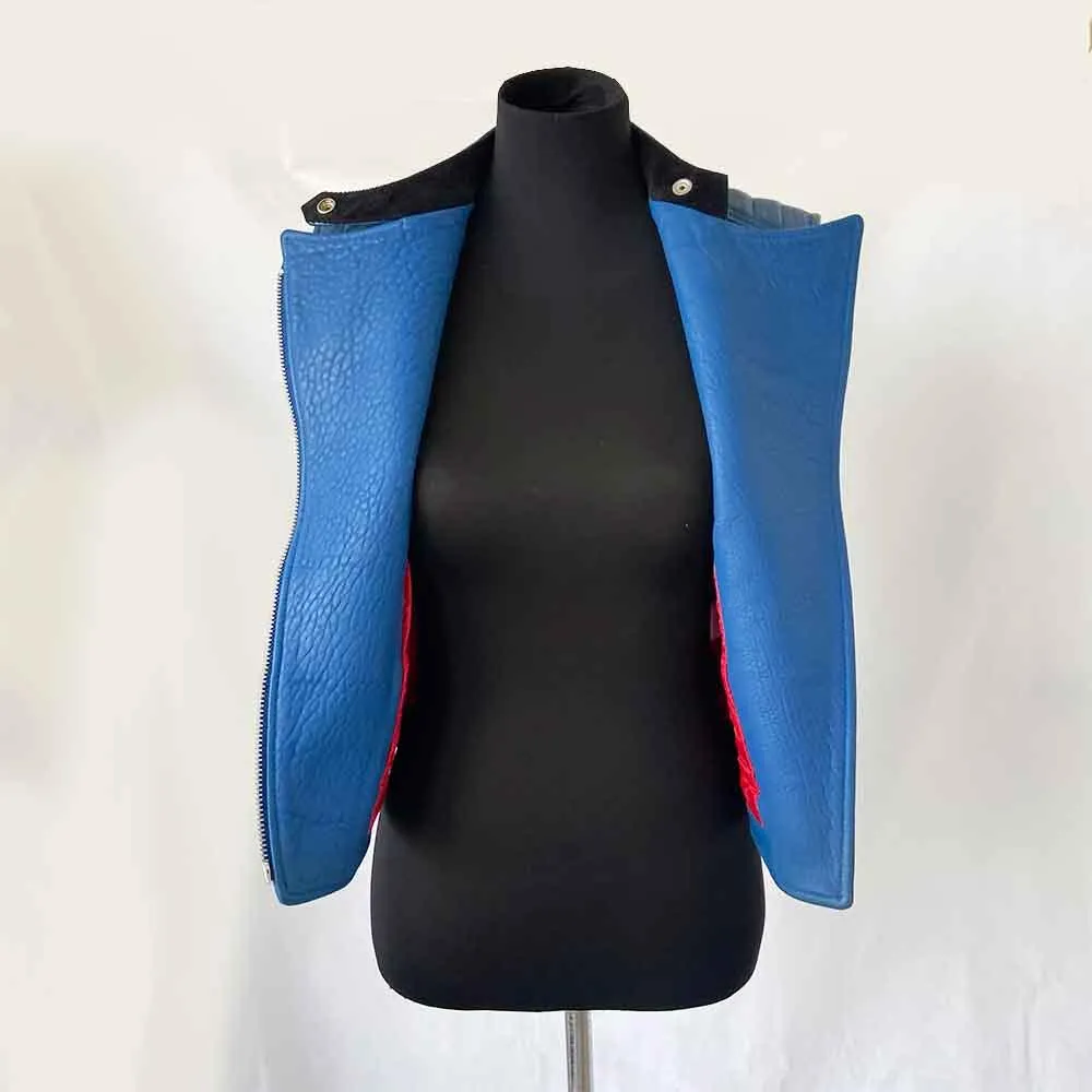 Celine Blue Leather Vest Jacket