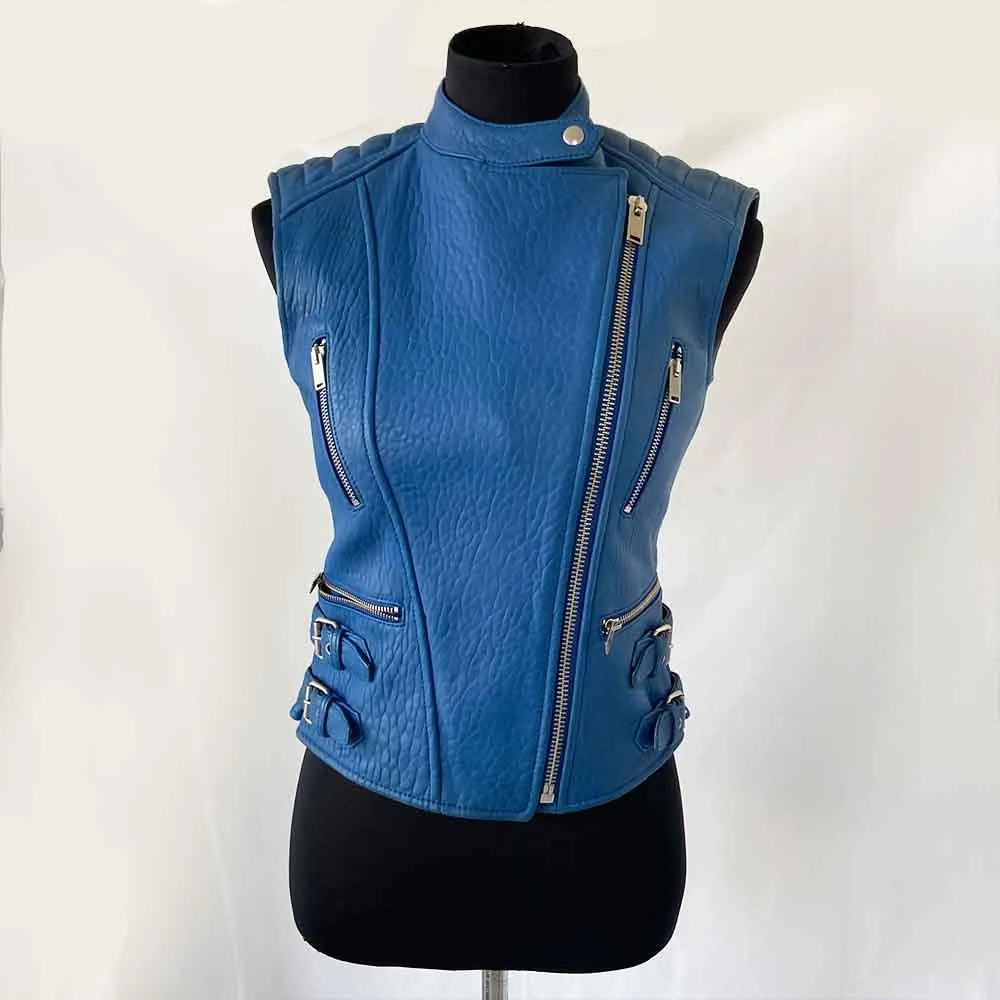 Celine Blue Leather Vest Jacket
