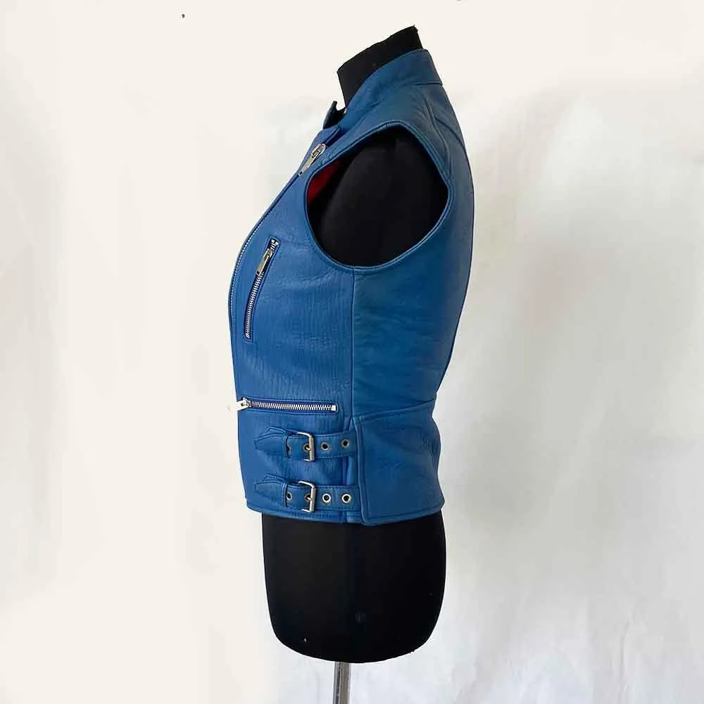 Celine Blue Leather Vest Jacket