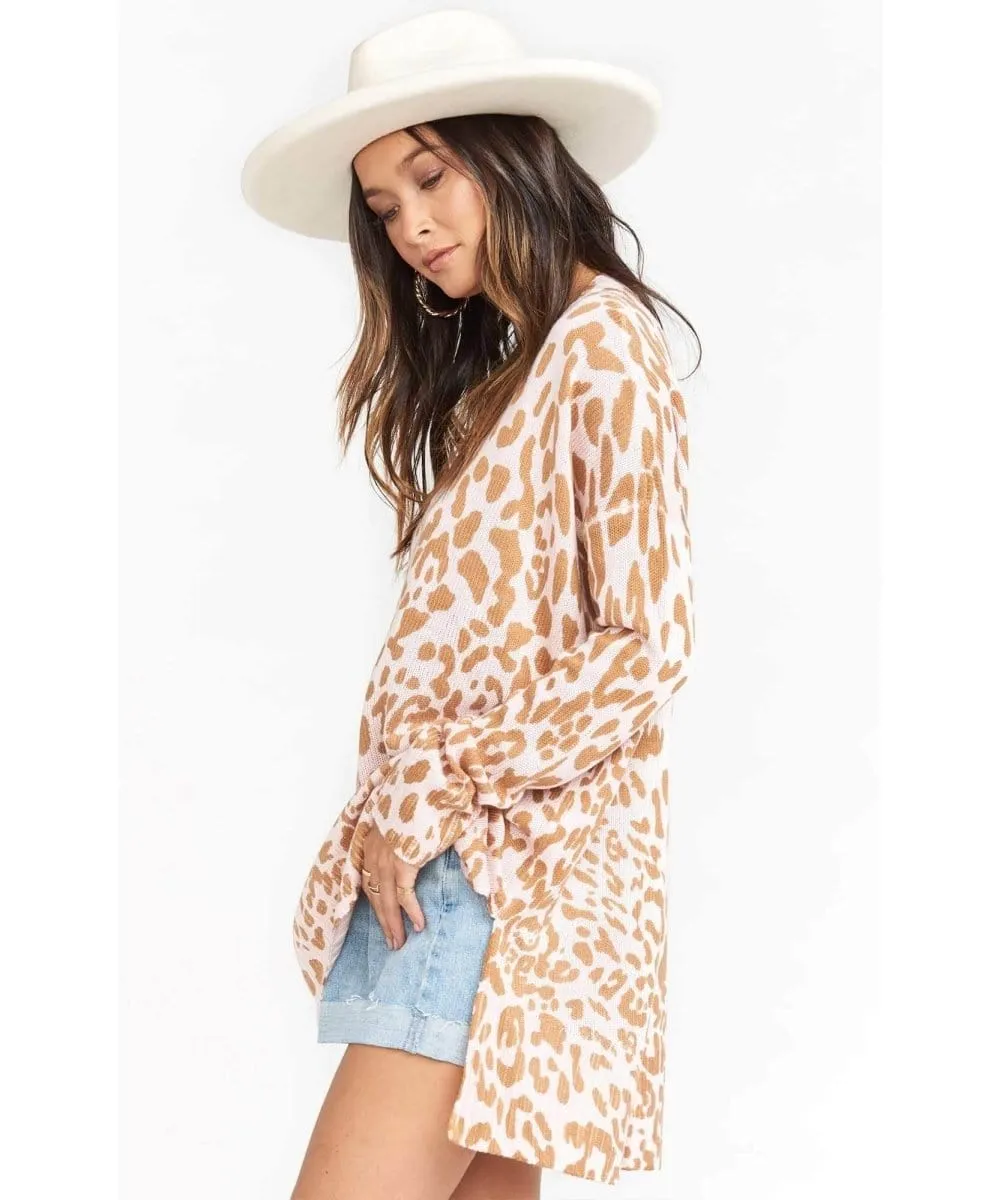 Cliffside Sweater Pink Leopard Knit