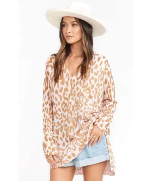 Cliffside Sweater Pink Leopard Knit