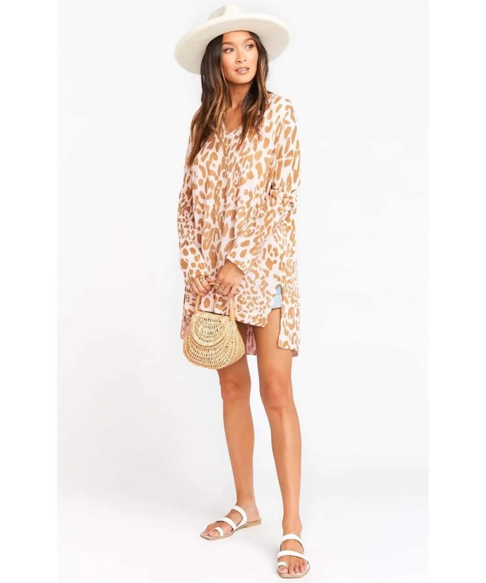 Cliffside Sweater Pink Leopard Knit