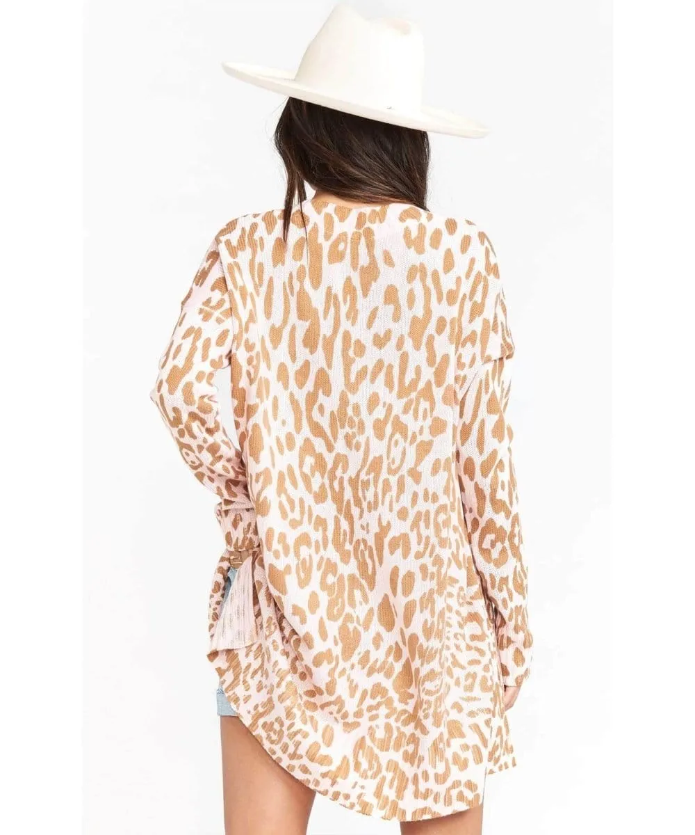 Cliffside Sweater Pink Leopard Knit