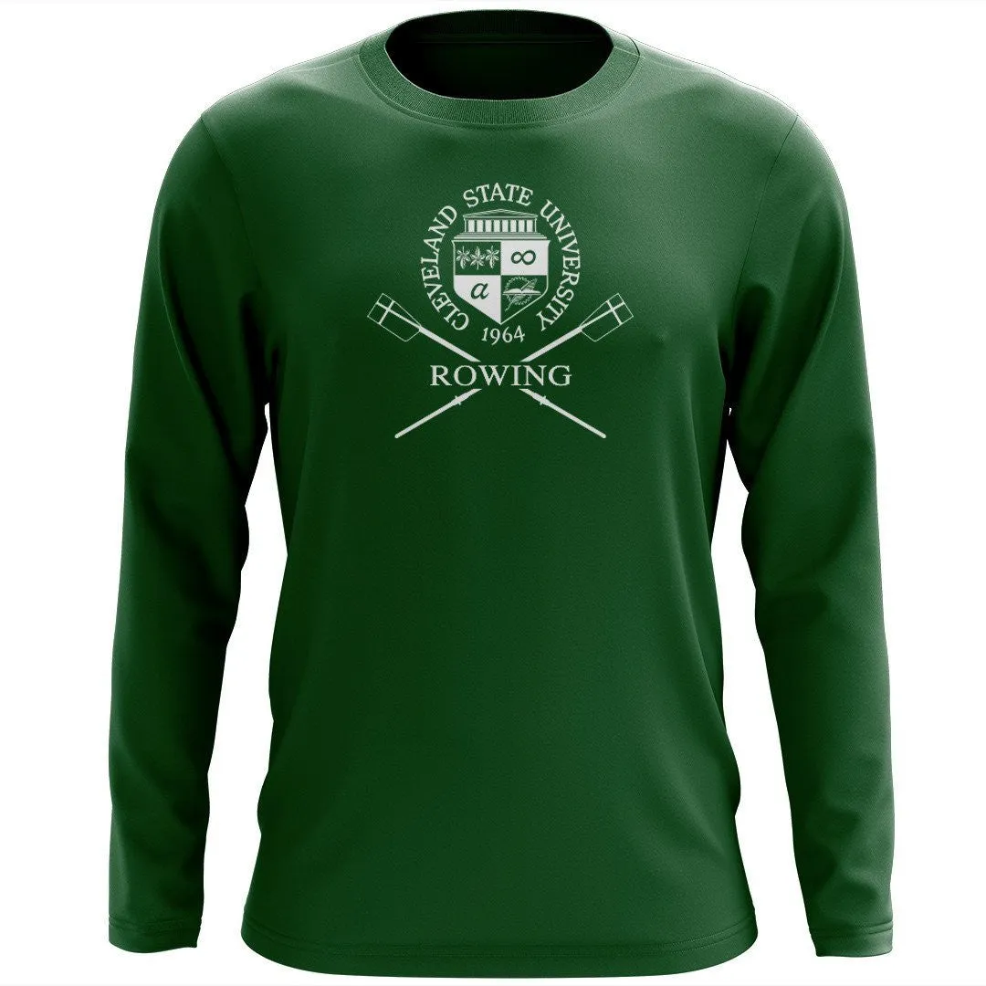 Custom Cleveland State University Rowing Long Sleeve Cotton T-Shirt