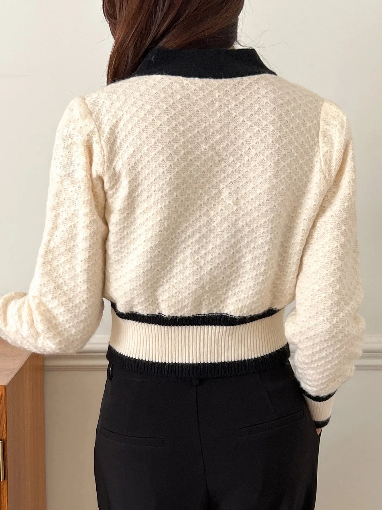DAZY Contrast Trim Button Front Cardigan
