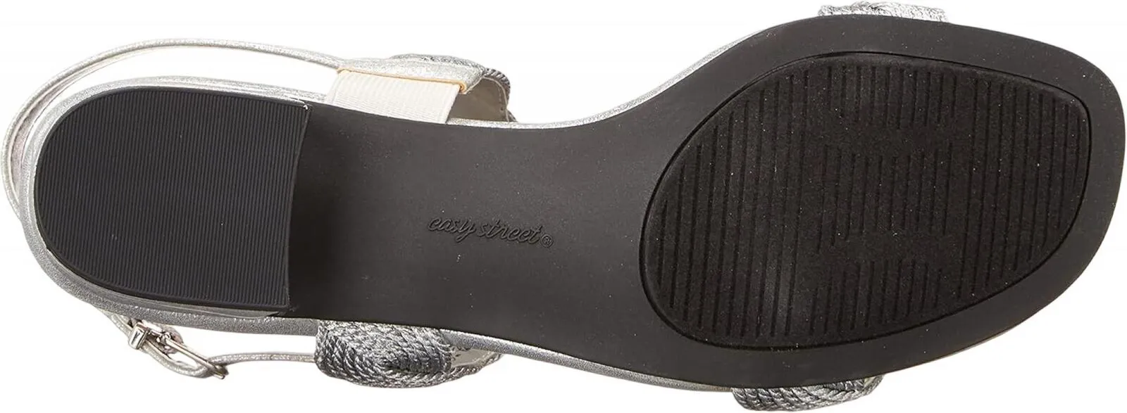 Easy Street Women's Charee Block Heel Sandal Heeled 31-6599 Silver Gray 6.5M