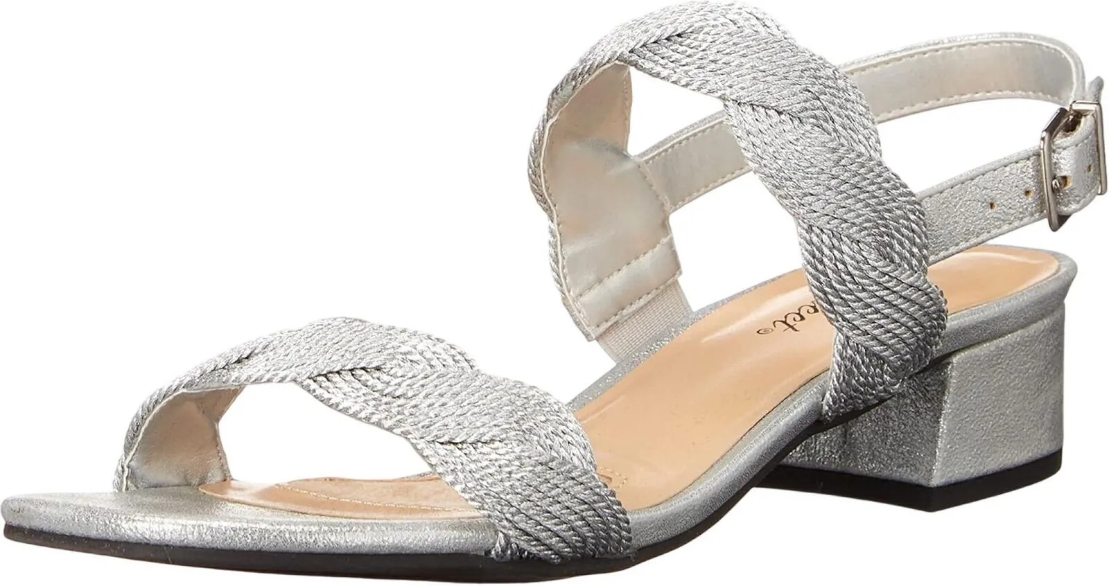 Easy Street Women's Charee Block Heel Sandal Heeled 31-6599 Silver Gray 6.5M