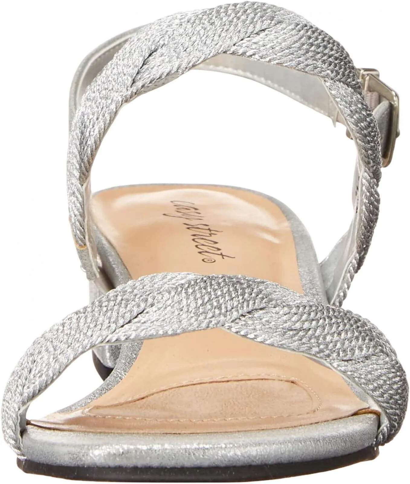 Easy Street Women's Charee Block Heel Sandal Heeled 31-6599 Silver Gray 6.5M