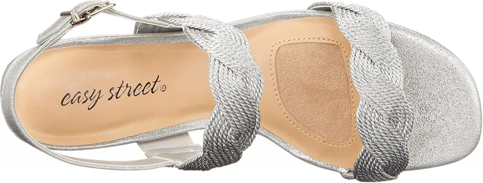 Easy Street Women's Charee Block Heel Sandal Heeled 31-6599 Silver Gray 6.5M