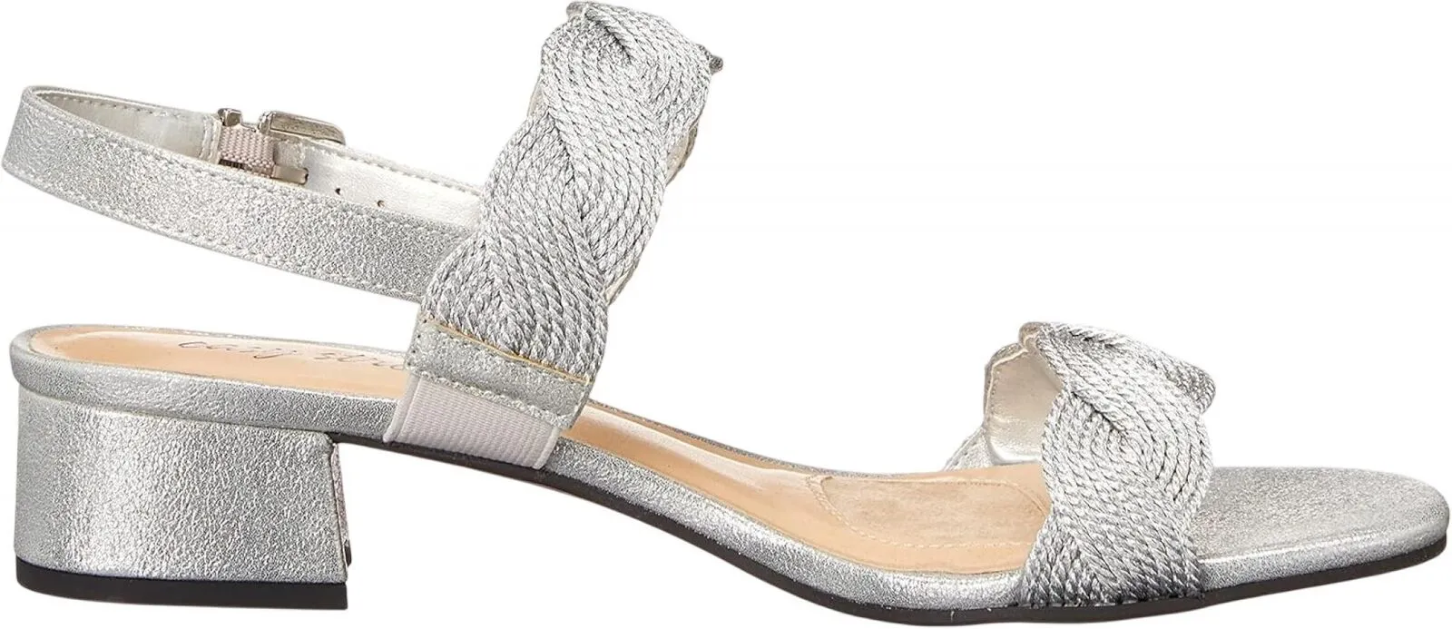 Easy Street Women's Charee Block Heel Sandal Heeled 31-6599 Silver Gray 6.5M