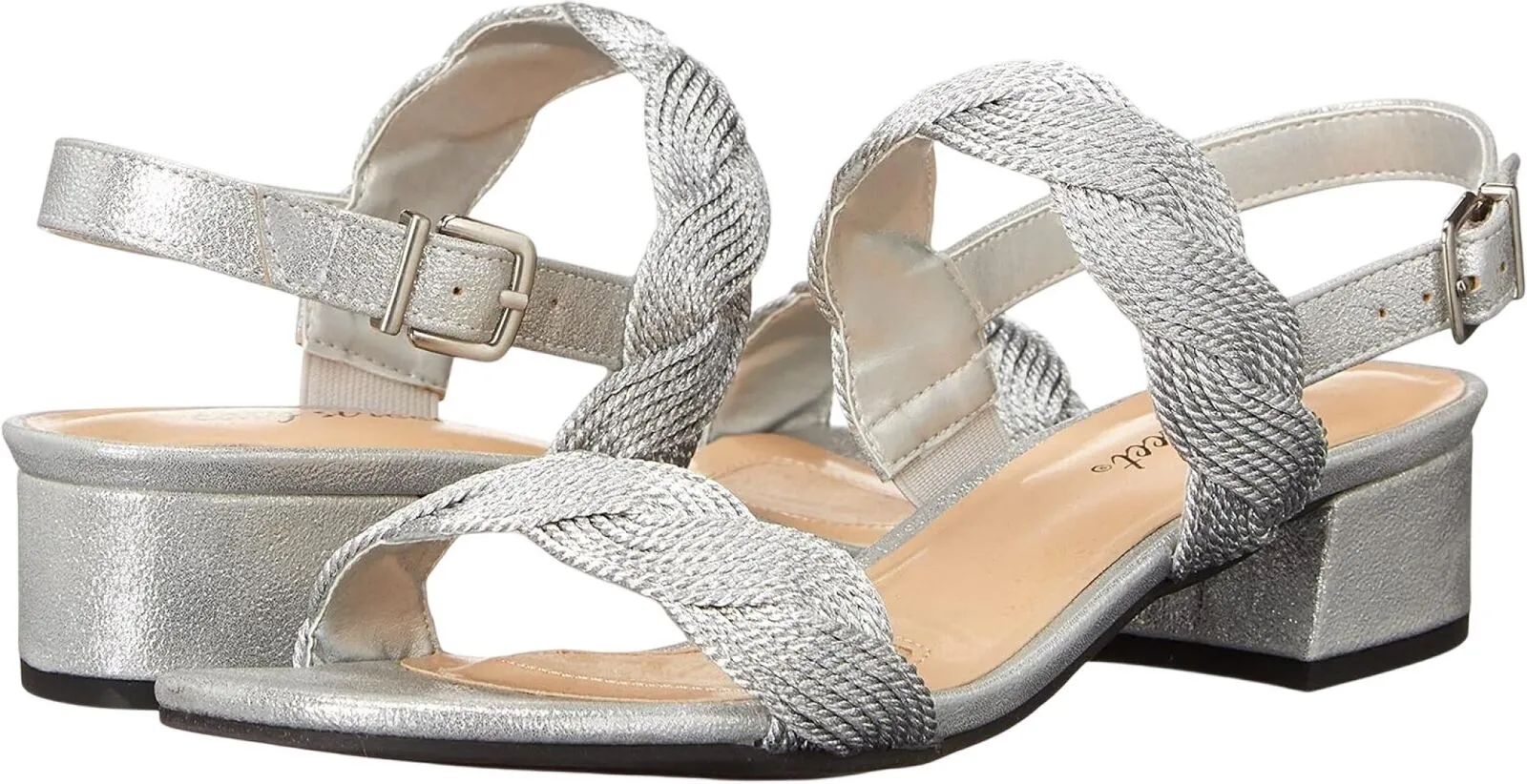 Easy Street Women's Charee Block Heel Sandal Heeled 31-6599 Silver Gray 6.5M