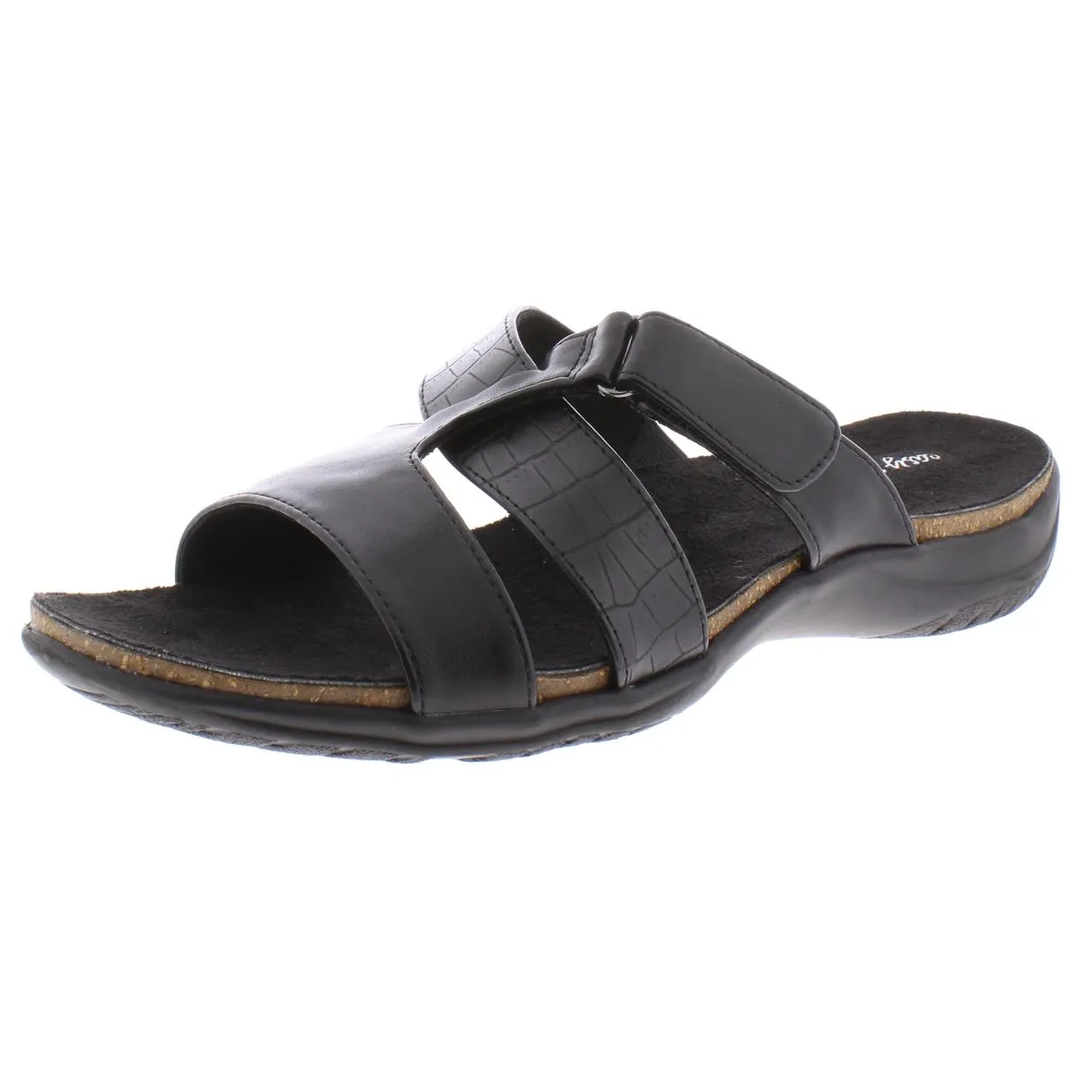 Easy Street Womens Frenzy Faux Leather Flat Slide Sandals