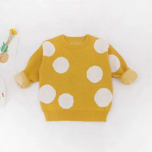 fashion Children Baby Sweaters Dot Boys Sweaters Winter Girls Sweaters Knit Kids Wholesale