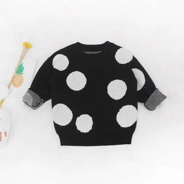 fashion Children Baby Sweaters Dot Boys Sweaters Winter Girls Sweaters Knit Kids Wholesale