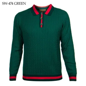 Green prestige polo men's sweater long sleeve fashion design