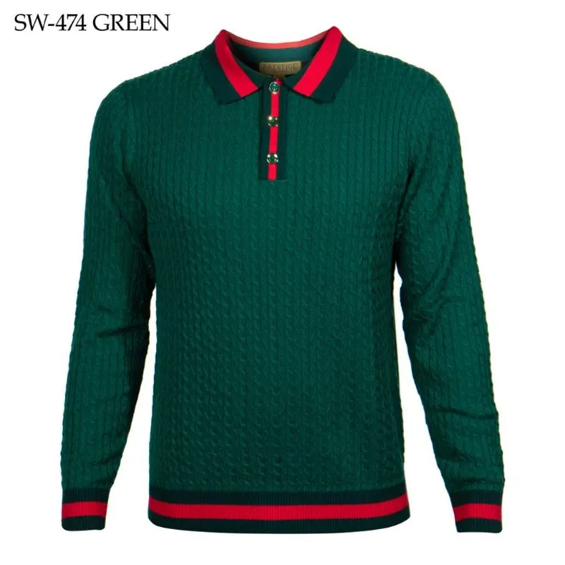 Green prestige polo men's sweater long sleeve fashion design