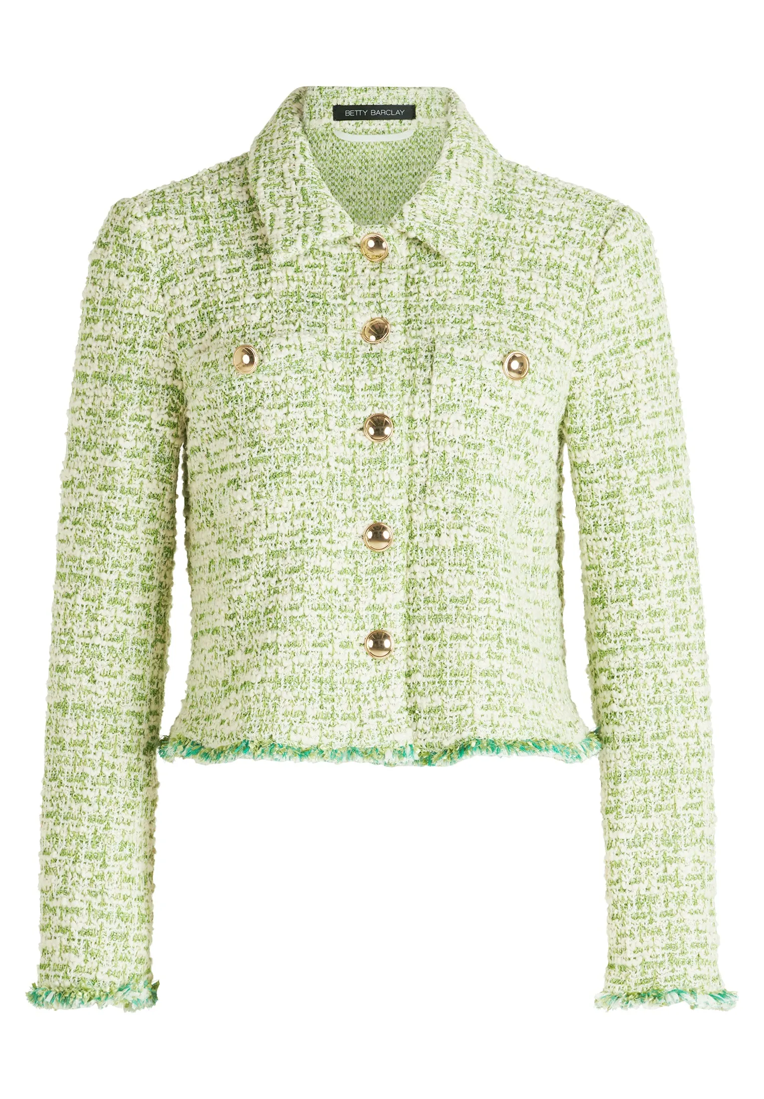 Green Tweed Blazer Jacket with Gold Buttons