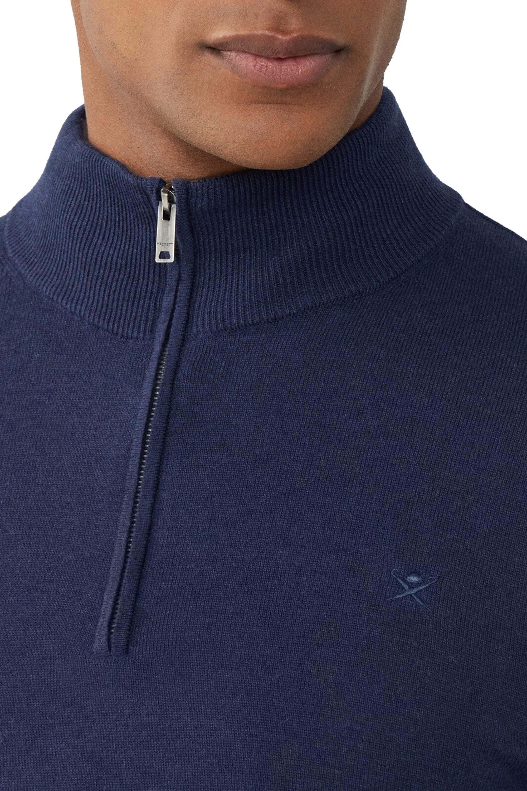 Hackett Cotton Silk Half Zip Knitwear Navy