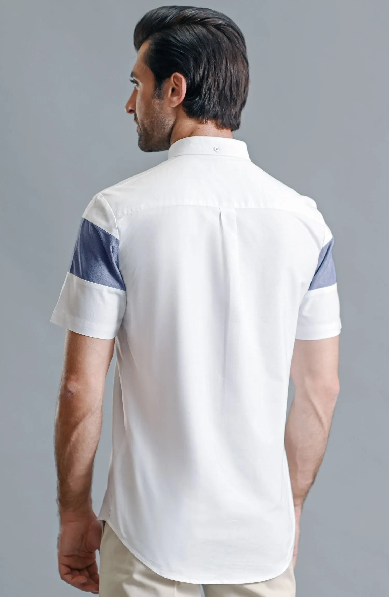 HALF SLEEVE ZERQ - OXFORD LIGHT BLUE STRIPER
