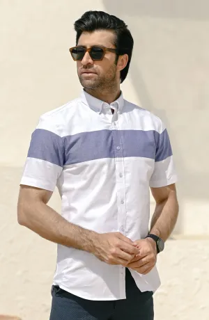 HALF SLEEVE ZERQ - OXFORD LIGHT BLUE STRIPER