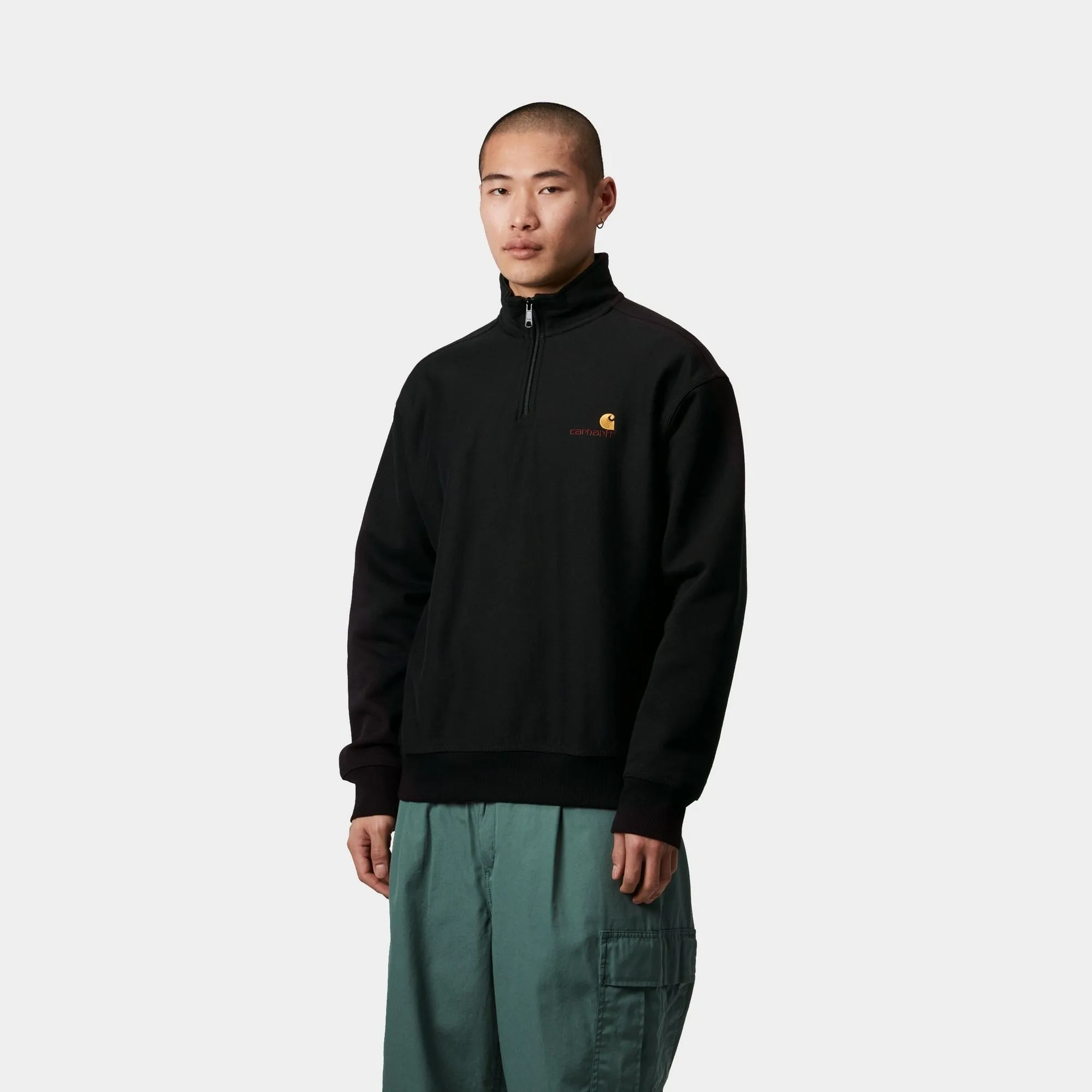 Half Zip American Script Sweatshirt | Black