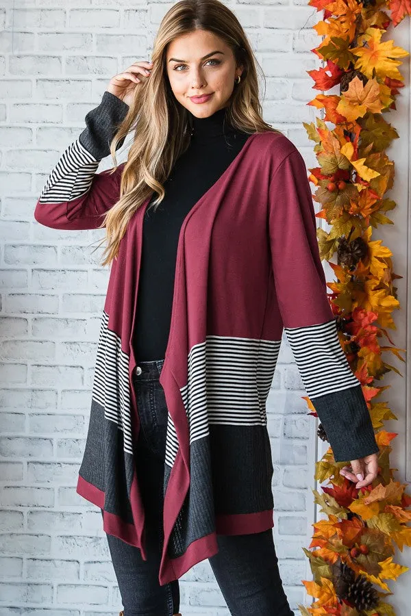 Heimish Long Sleeve  Color Block Open Cardigan